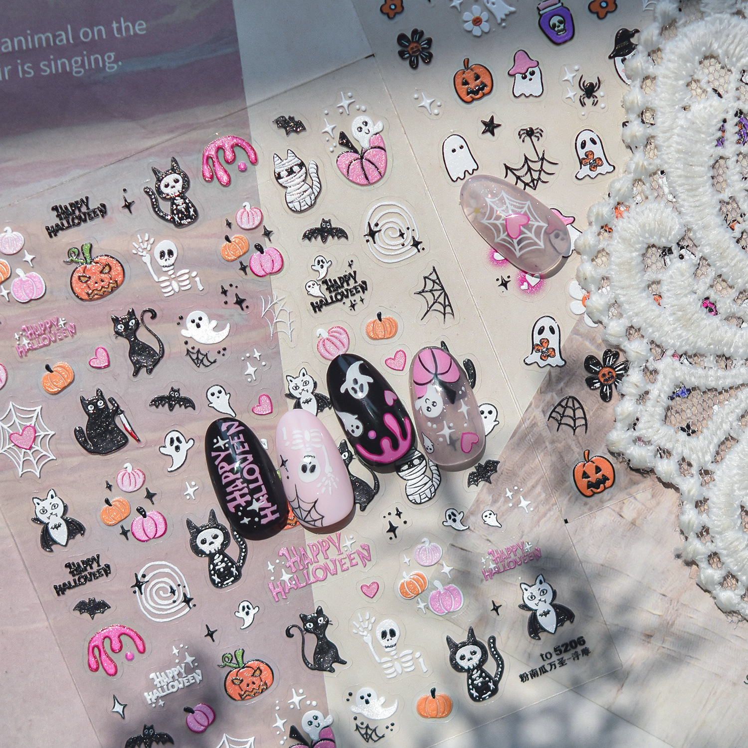 3D Pumpkin & Ghost Nail Art Decals Halloween Nail Stickers
